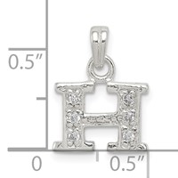 Sterling Silver CZ Letter H Initial Pendant view 4