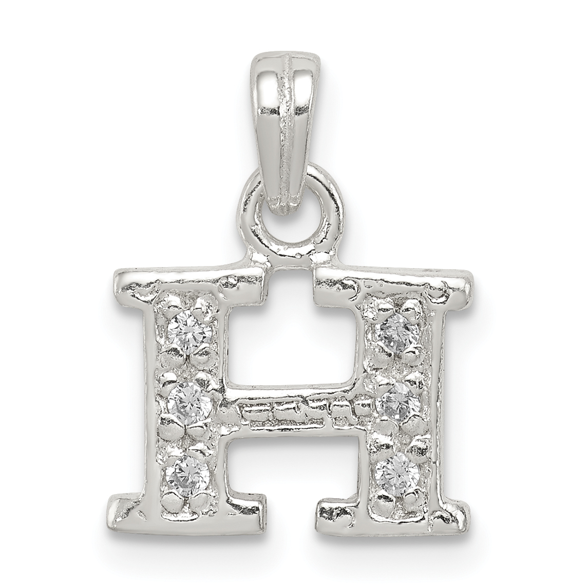 Sterling Silver CZ Letter H Initial Pendant (QC6717H)