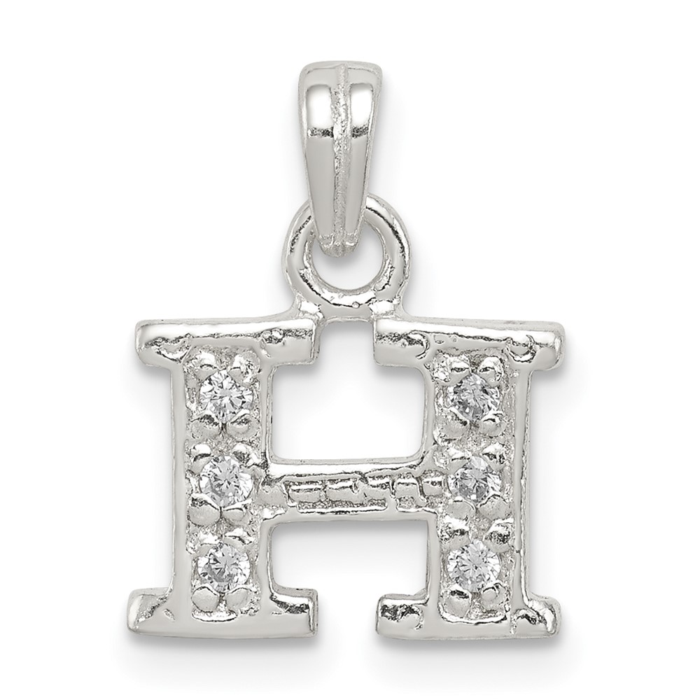Sterling Silver CZ Letter H Initial Pendant (QC6717H)