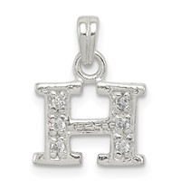 Sterling Silver CZ Letter H Initial Pendant view 1