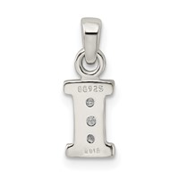 Sterling Silver CZ Letter I Initial Pendant view 3