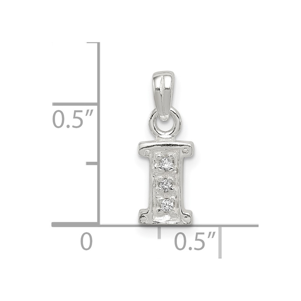 Sterling Silver CZ Letter I Initial Pendant (QC6717I)