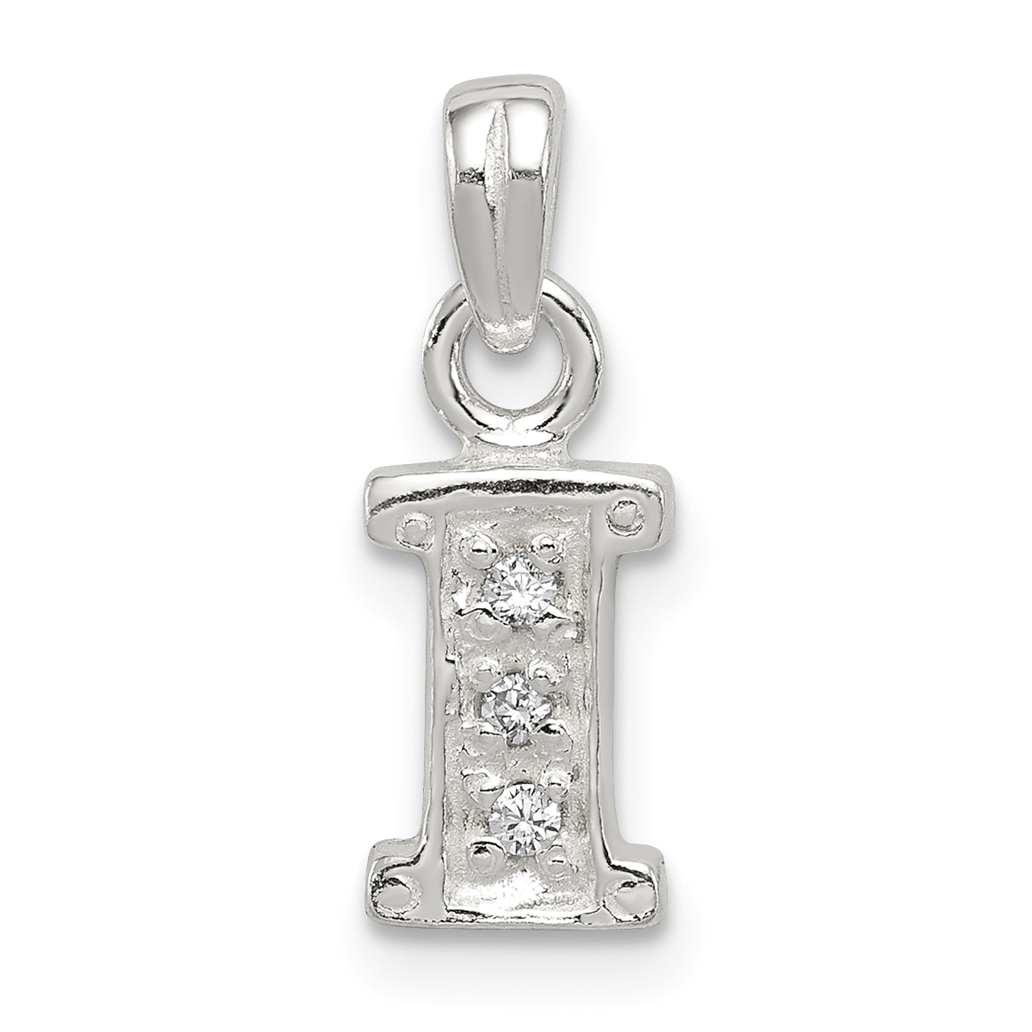 Sterling Silver CZ Letter I Initial Pendant (QC6717I)