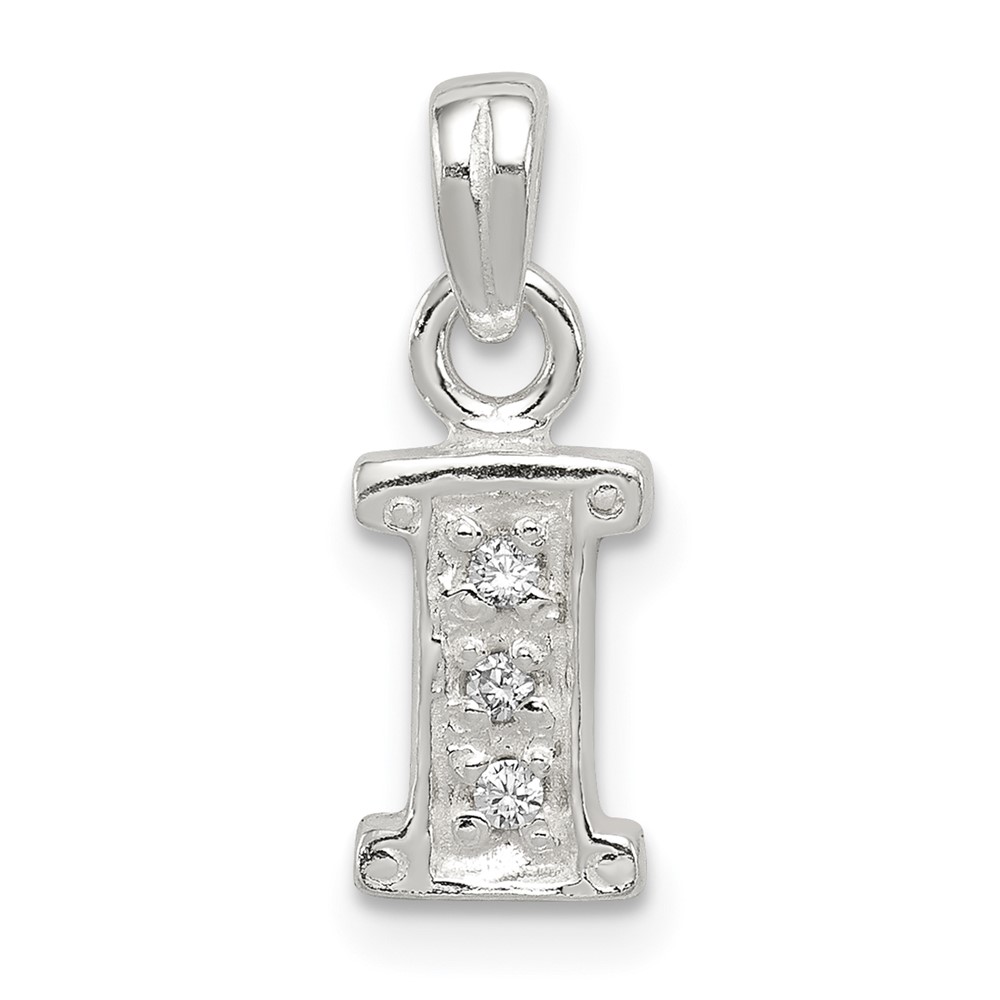 Sterling Silver CZ Letter I Initial Pendant (QC6717I)
