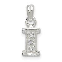 Sterling Silver CZ Letter I Initial Pendant view 1