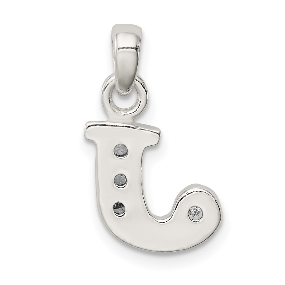 Sterling Silver CZ Letter J Initial Pendant (QC6717J)