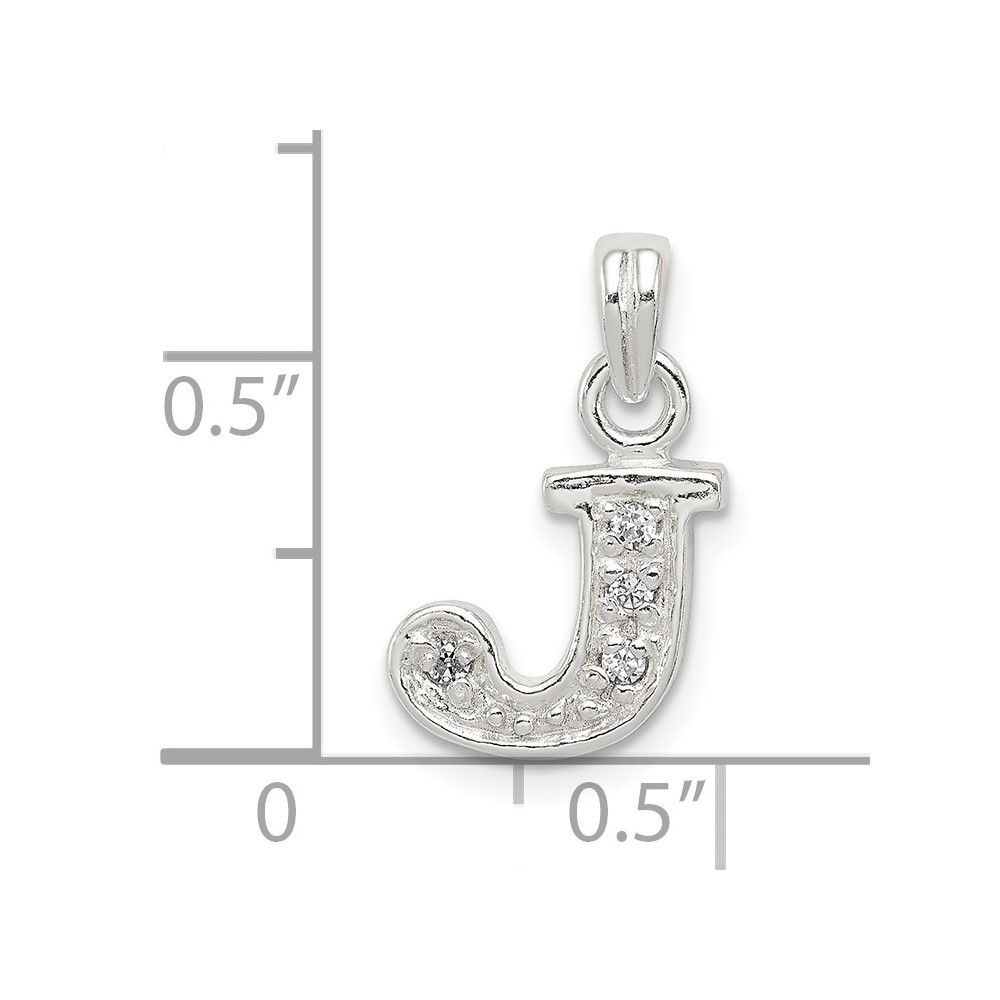 Sterling Silver CZ Letter J Initial Pendant (QC6717J)