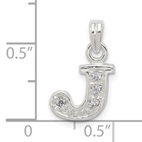 Sterling Silver CZ Letter J Initial Pendant view 4