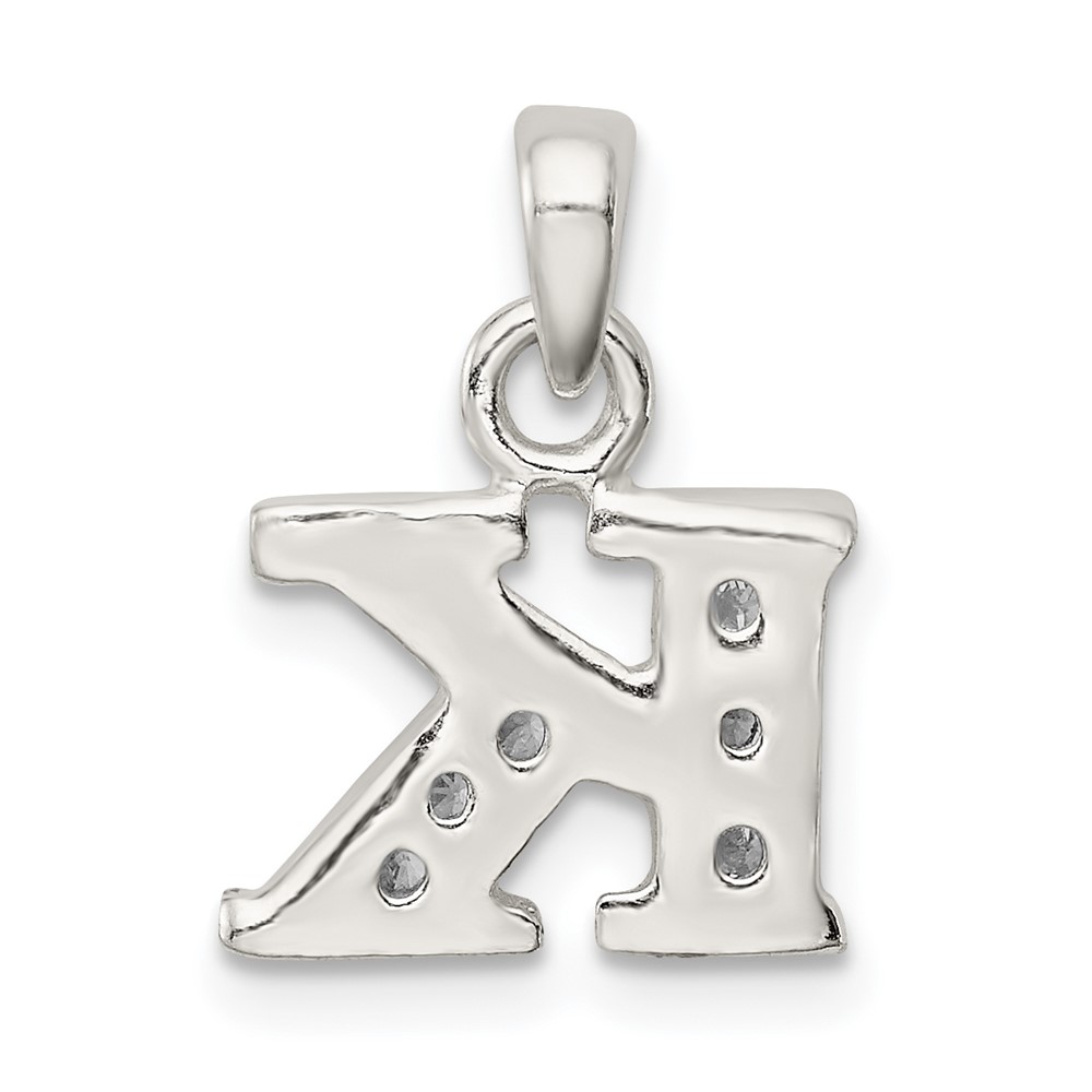 Sterling Silver CZ Letter K Initial Pendant (QC6717K)