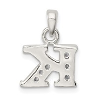 Sterling Silver CZ Letter K Initial Pendant view 3
