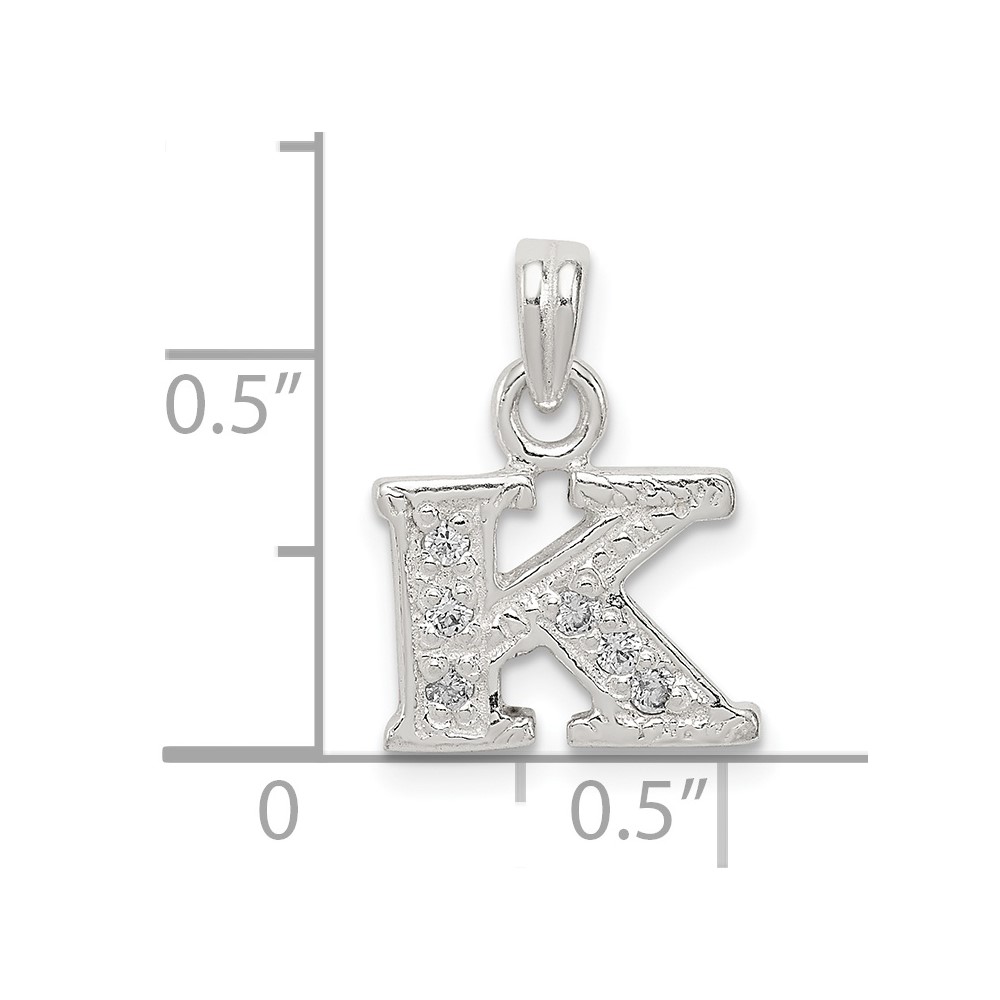 Sterling Silver CZ Letter K Initial Pendant (QC6717K)