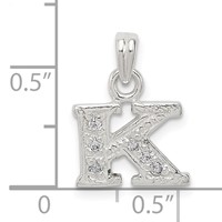 Sterling Silver CZ Letter K Initial Pendant view 4