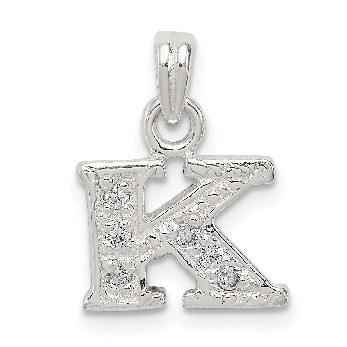 Sterling Silver CZ Letter K Initial Pendant (QC6717K)