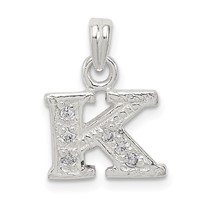 Sterling Silver CZ Letter K Initial Pendant view 1