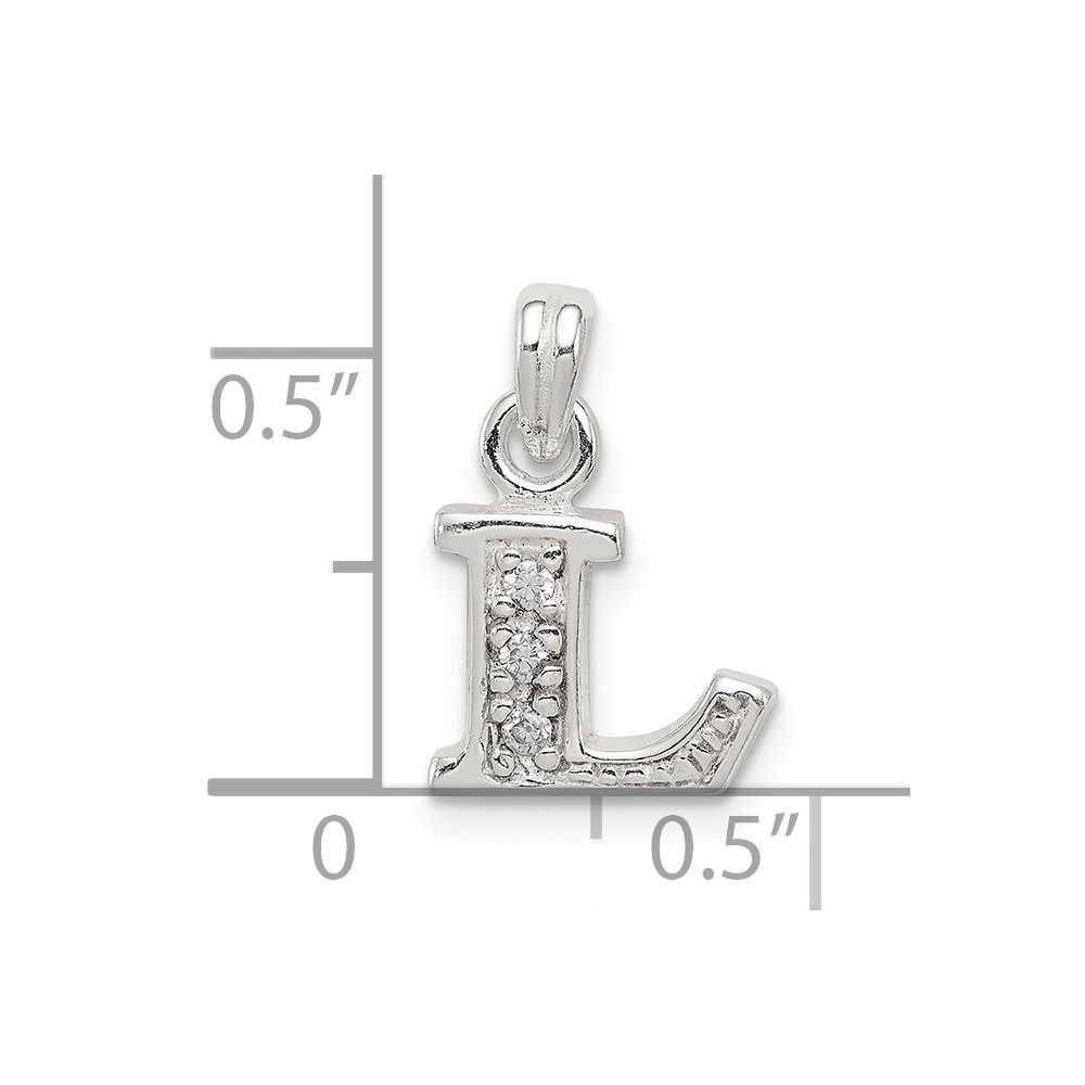 Sterling Silver CZ Letter L Initial Pendant (QC6717L)