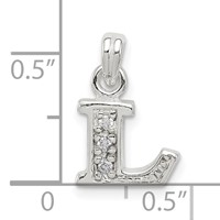 Sterling Silver CZ Letter L Initial Pendant view 4