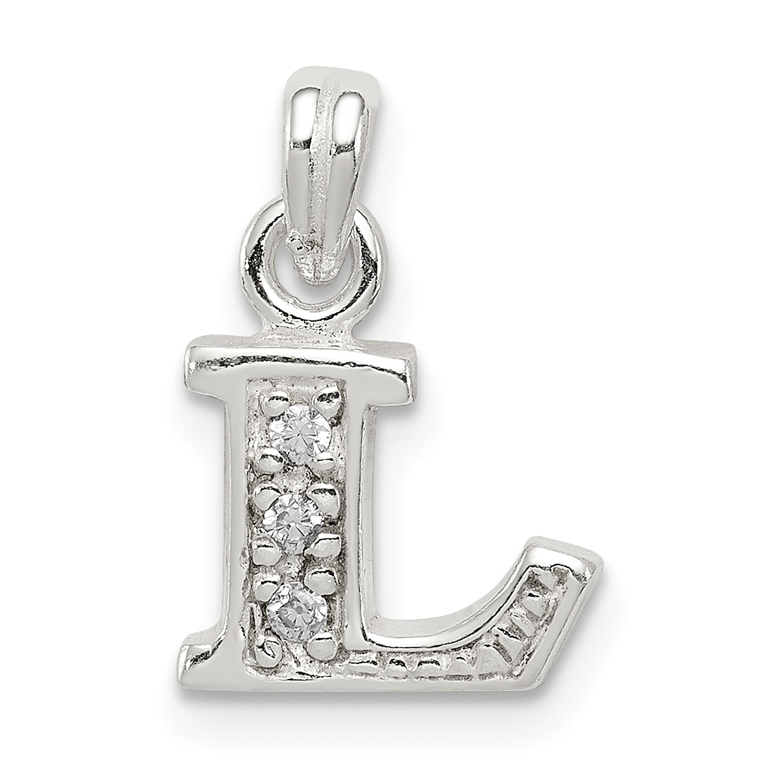 Sterling Silver CZ Letter L Initial Pendant (QC6717L)
