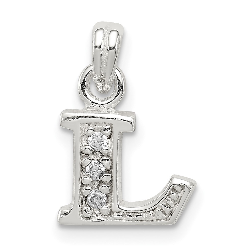 Sterling Silver CZ Letter L Initial Pendant (QC6717L)