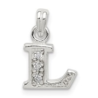 Sterling Silver CZ Letter L Initial Pendant view 1