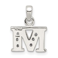 Sterling Silver CZ Letter M Initial Pendant view 3