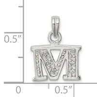 Sterling Silver CZ Letter M Initial Pendant view 4