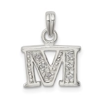 Sterling Silver CZ Letter M Initial Pendant view 1