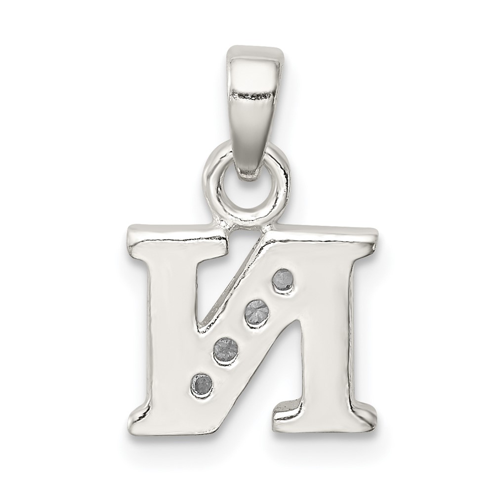 Sterling Silver CZ Letter N Initial Pendant (QC6717N)