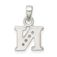 Sterling Silver CZ Letter N Initial Pendant view 3