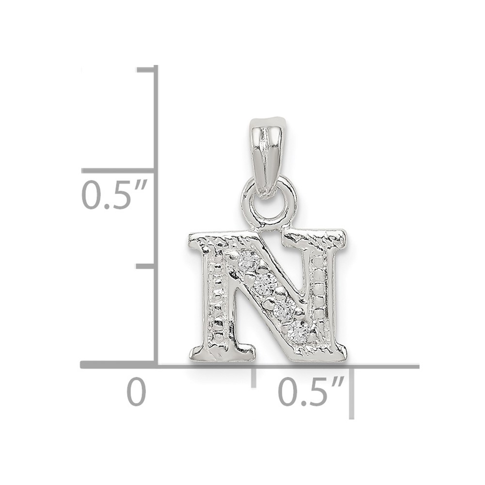 Sterling Silver CZ Letter N Initial Pendant (QC6717N)