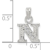Sterling Silver CZ Letter N Initial Pendant view 4