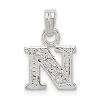 Sterling Silver CZ Letter N Initial Pendant view 1