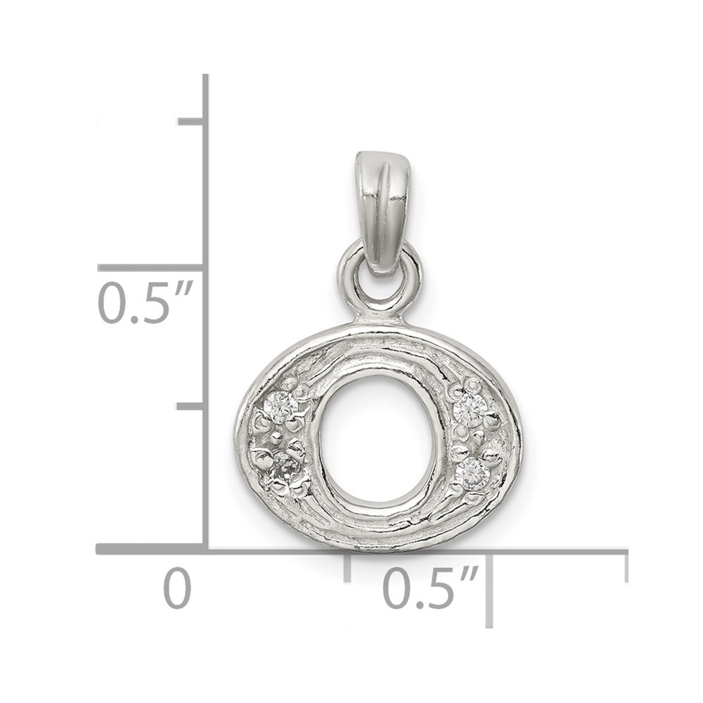 Sterling Silver CZ Letter O Initial Pendant (QC6717O)