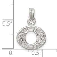 Sterling Silver CZ Letter O Initial Pendant view 4