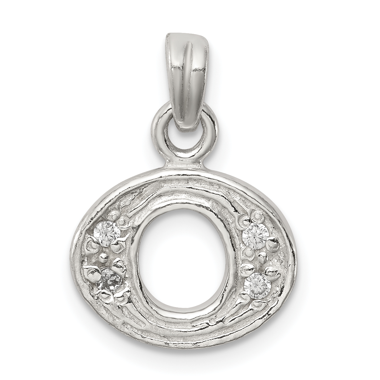 Sterling Silver CZ Letter O Initial Pendant (QC6717O)