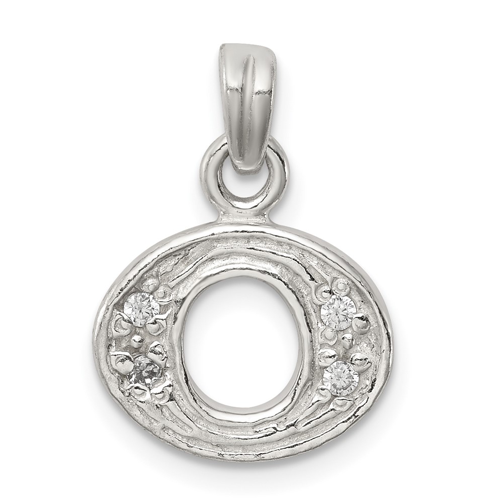 Sterling Silver CZ Letter O Initial Pendant (QC6717O)