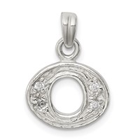 Sterling Silver CZ Letter O Initial Pendant view 1