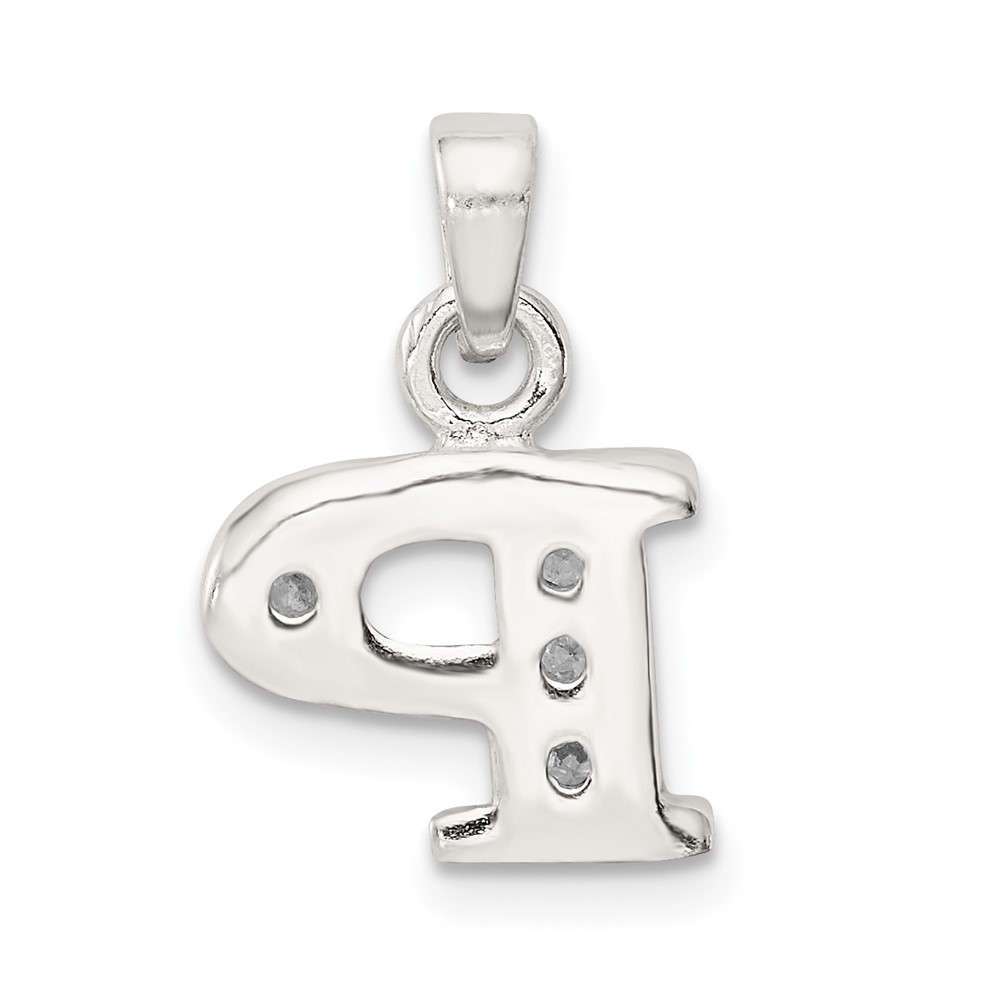Sterling Silver CZ Letter P Initial Pendant (QC6717P)