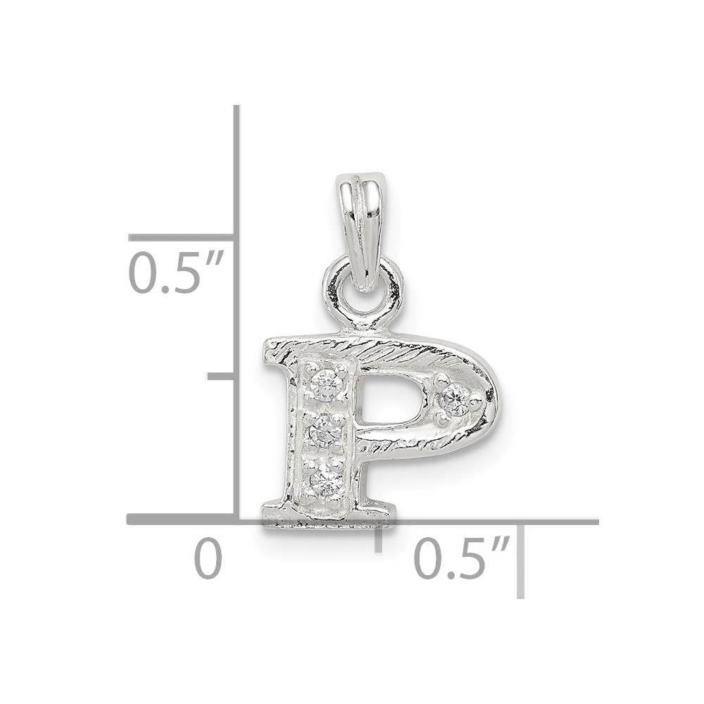 Sterling Silver CZ Letter P Initial Pendant (QC6717P)