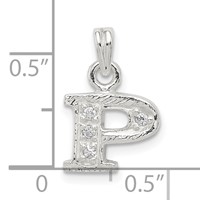 Sterling Silver CZ Letter P Initial Pendant view 4