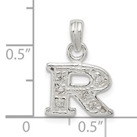 Sterling Silver CZ Letter R Initial Pendant view 4