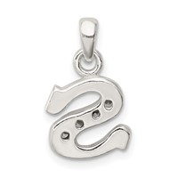 Sterling Silver CZ Letter S Initial Pendant view 3