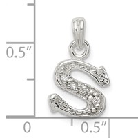 Sterling Silver CZ Letter S Initial Pendant view 4