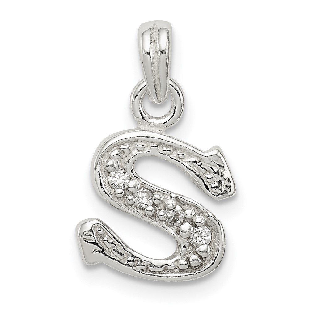 Sterling Silver CZ Letter S Initial Pendant (QC6717S)
