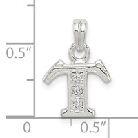 Sterling Silver CZ Letter T Initial Pendant view 4