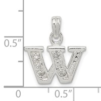 Sterling Silver CZ Letter W Initial Pendant view 4