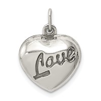 Sterling Silver Love 12mm Puffed Heart Charm view 3