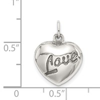 Sterling Silver Love 12mm Puffed Heart Charm view 4