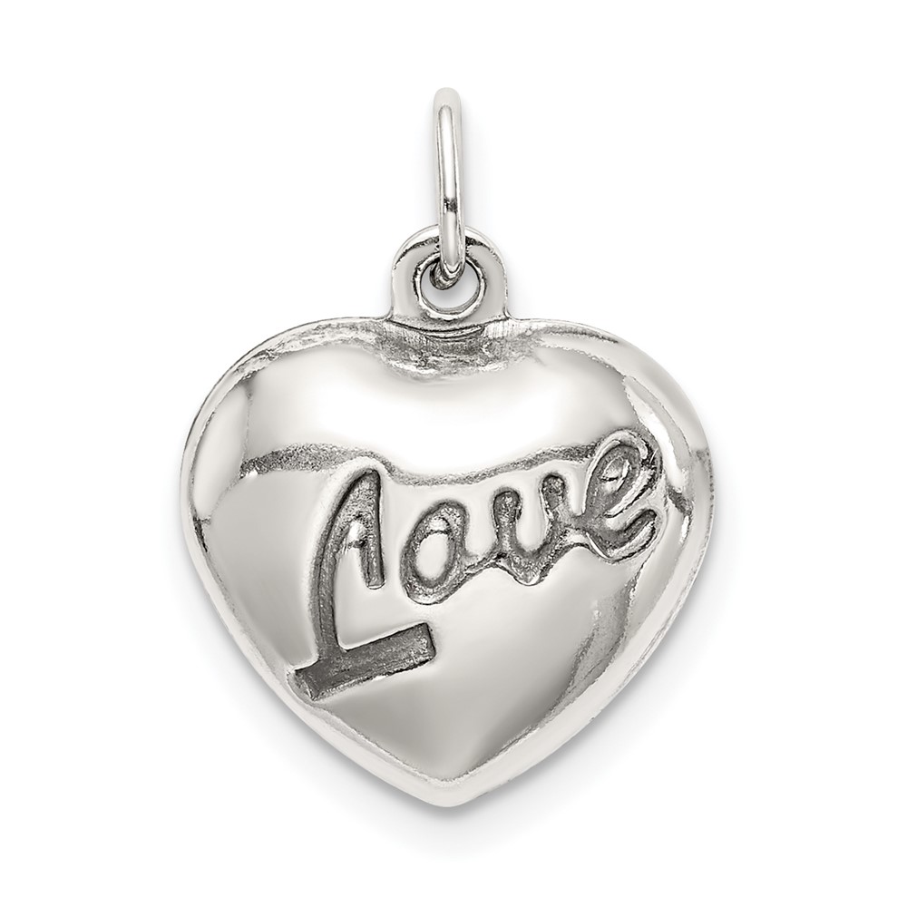 Sterling Silver Love 12mm Puffed Heart Charm