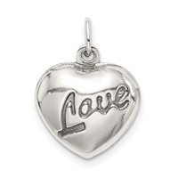 Sterling Silver Love 12mm Puffed Heart Charm view 1