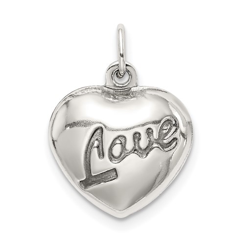 Sterling Silver Love 12mm Puffed Heart Charm